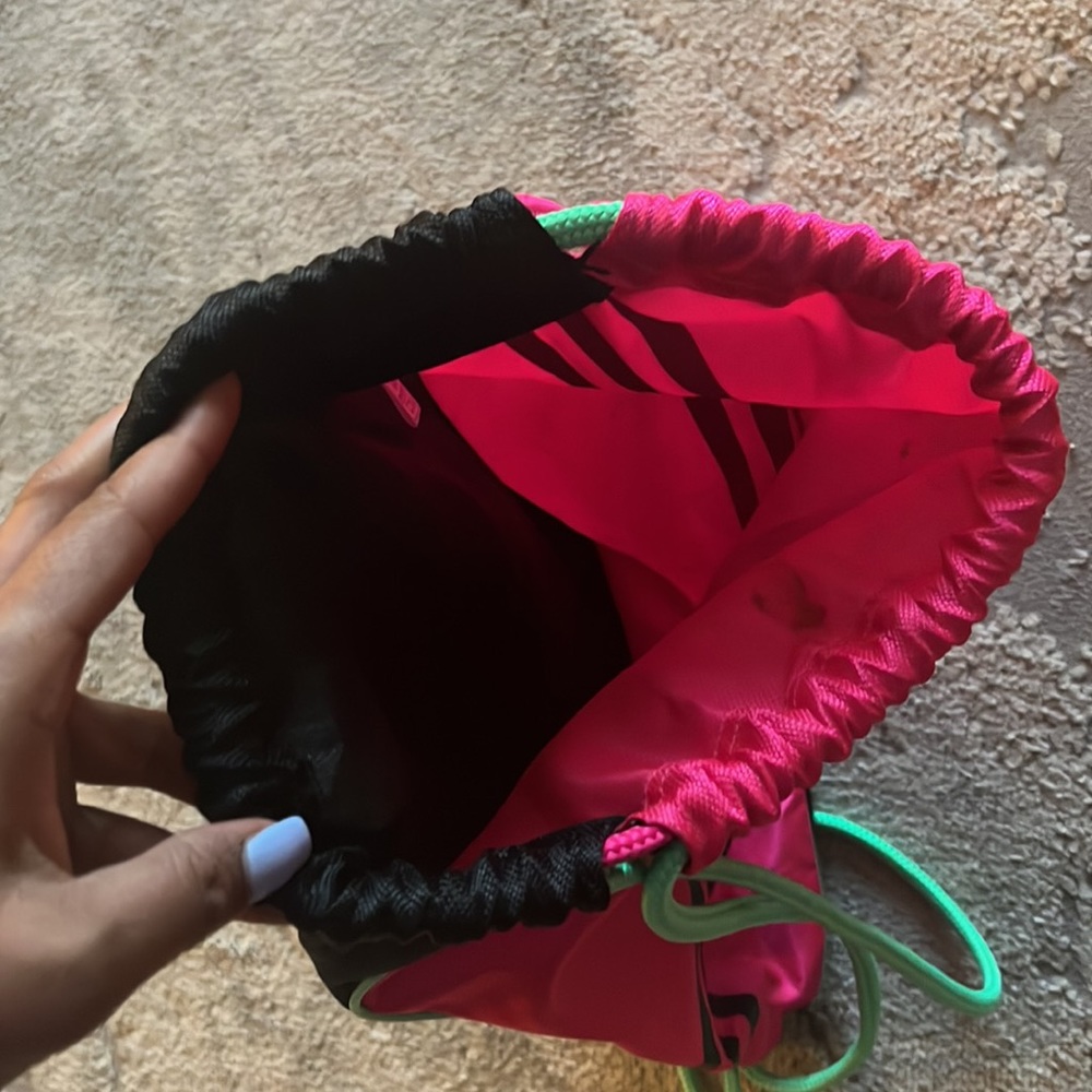 Adidas Pink / Blue Drawstring Backpack - Picture 3 of 3